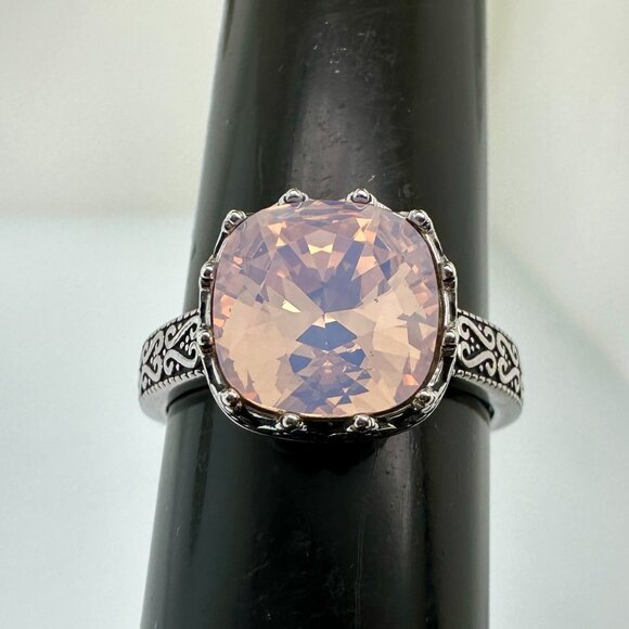 925 Sterling Silver Pink Quartz Ring - Size 8.25 - Picture 10 of 11